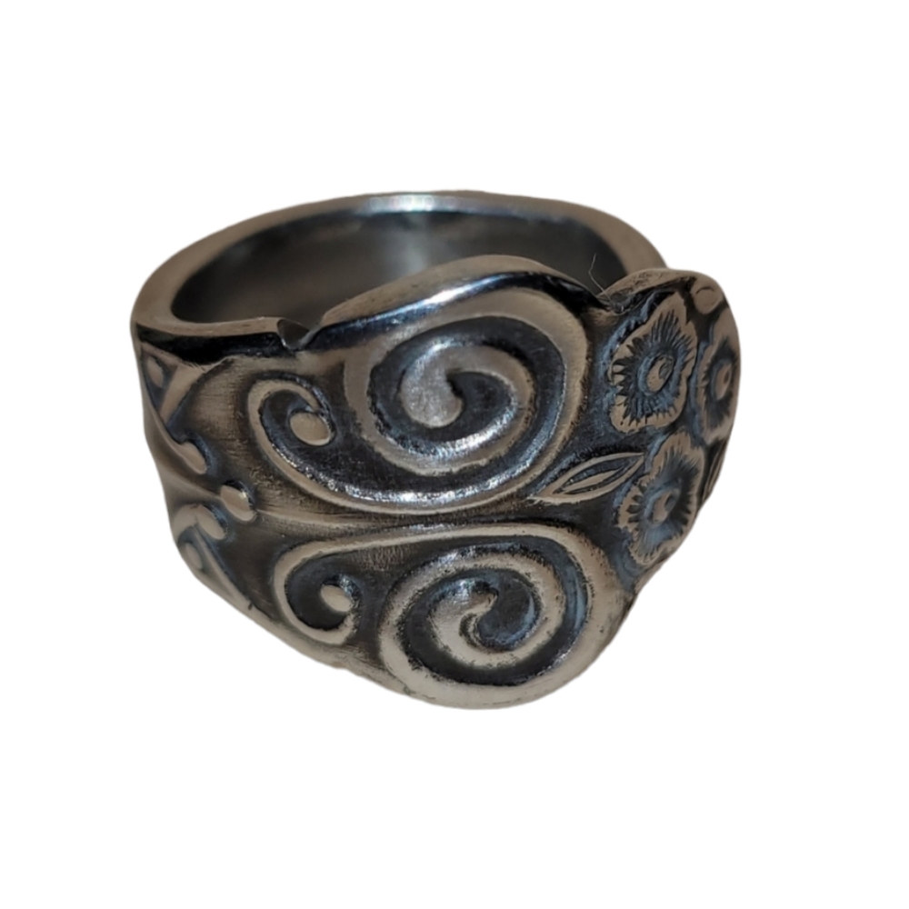 Hand Forged Vintage Flatware Spoon Ring Size 8